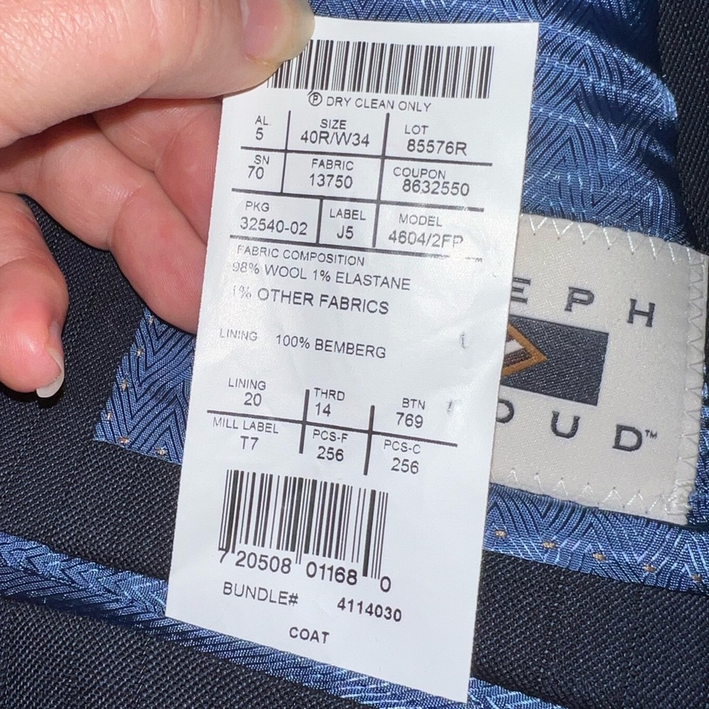 NEW - Joseph Abboud - modern fit BLUE Mens suit (jacket & pants) size 40R/W34 - Picture 5 of 12